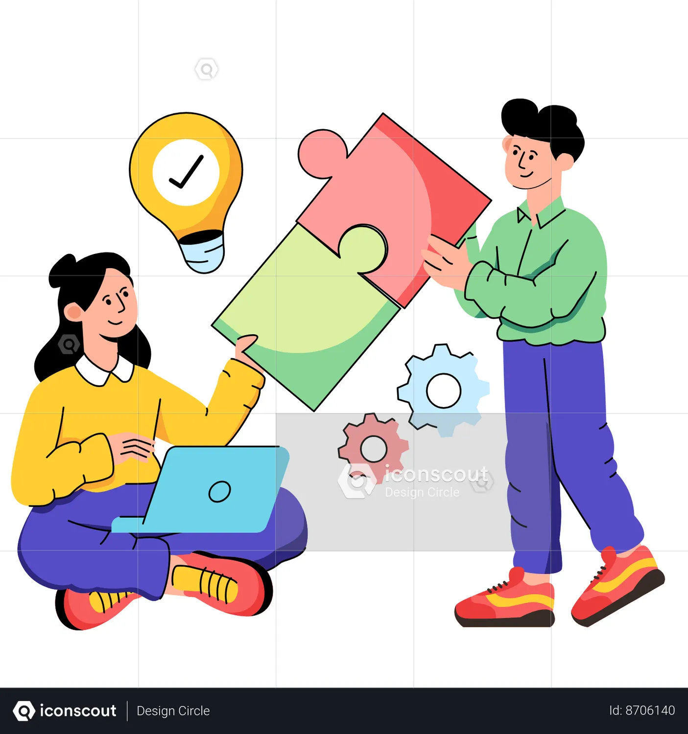 Solving Problem Animated Illustration download in JSON, LOTTIE or MP4 ...