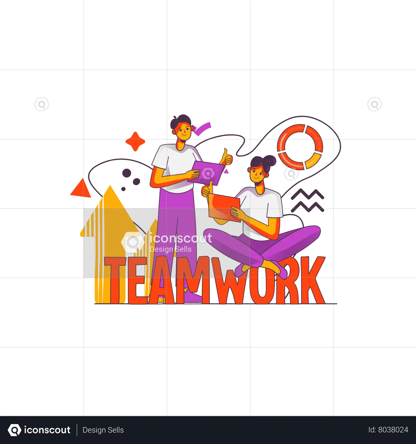Teamwork Animated Illustration download in JSON, LOTTIE or MP4 format
