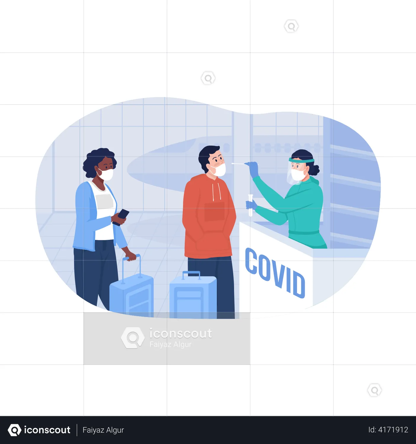 TestingForCovidAtAirportAnimation-FreeDownloadPeopleAnimations|IconScout