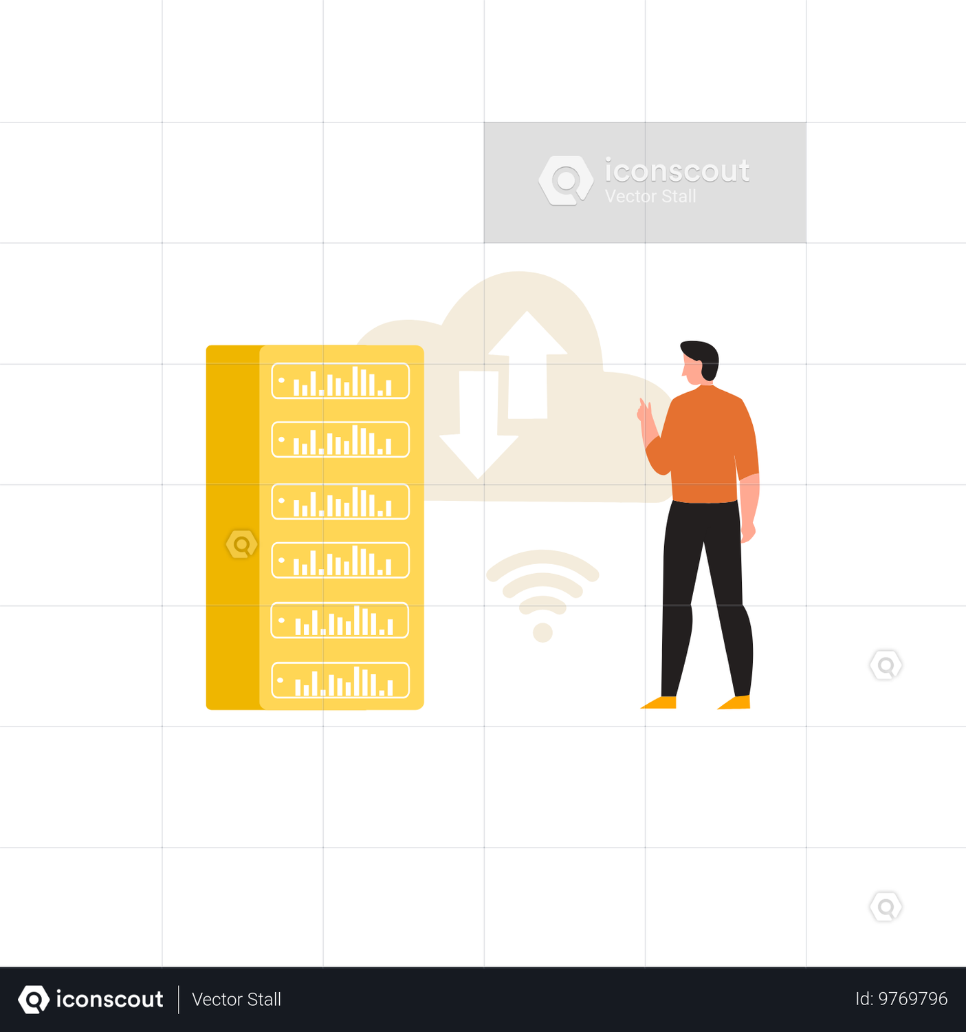 The man transfer and copy files using network Animation by Vector Stall ...