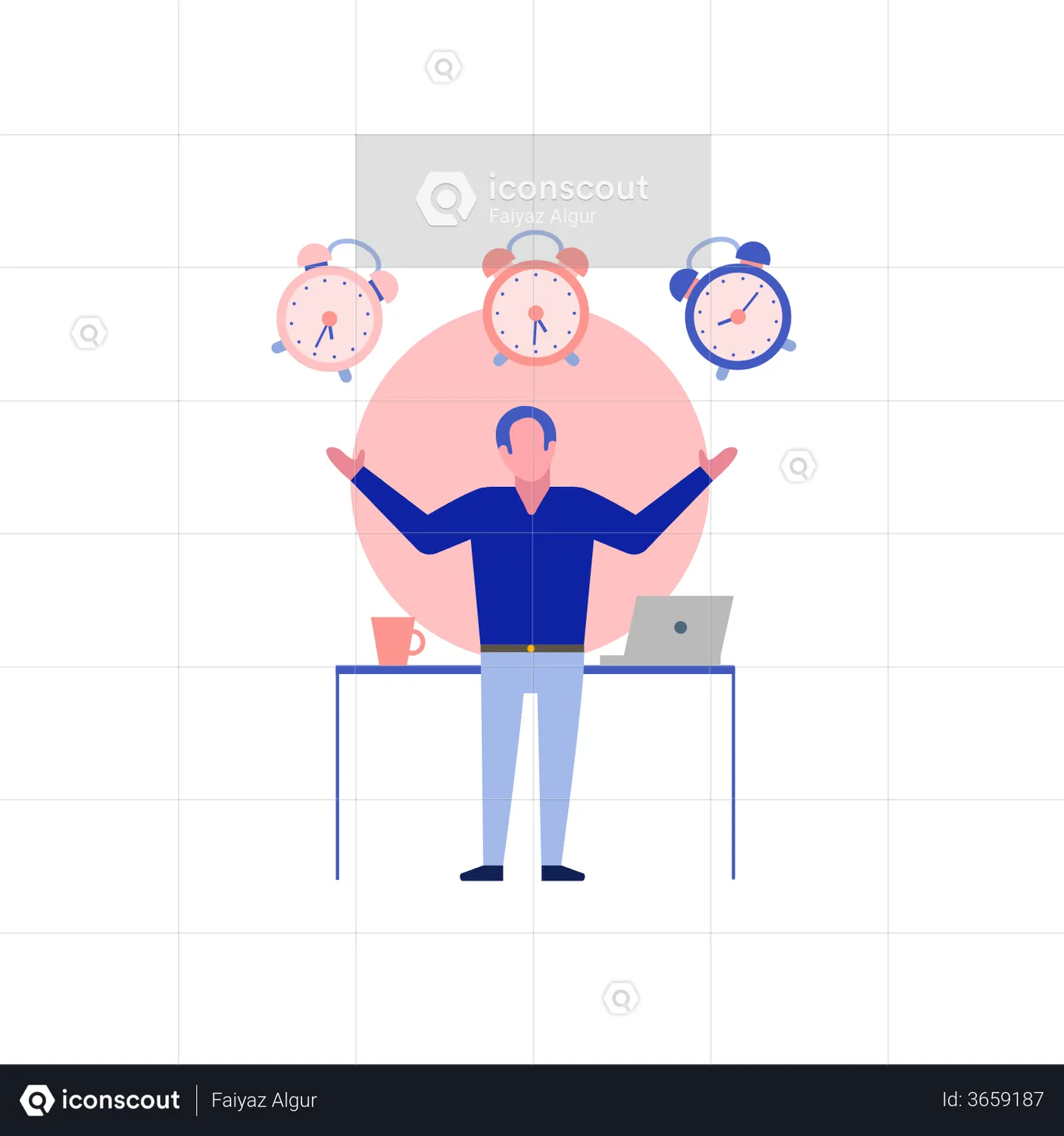 Time management by businessman Animated Icon download in JSON, LOTTIE ...