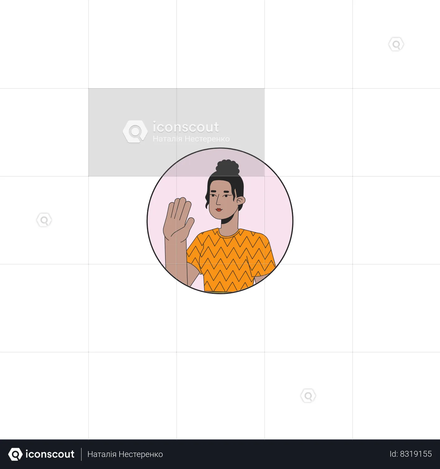 Top Knot Black Girl Saying Hi Animated Illustration Download In Json Lottie Or Mp4 Format 1070