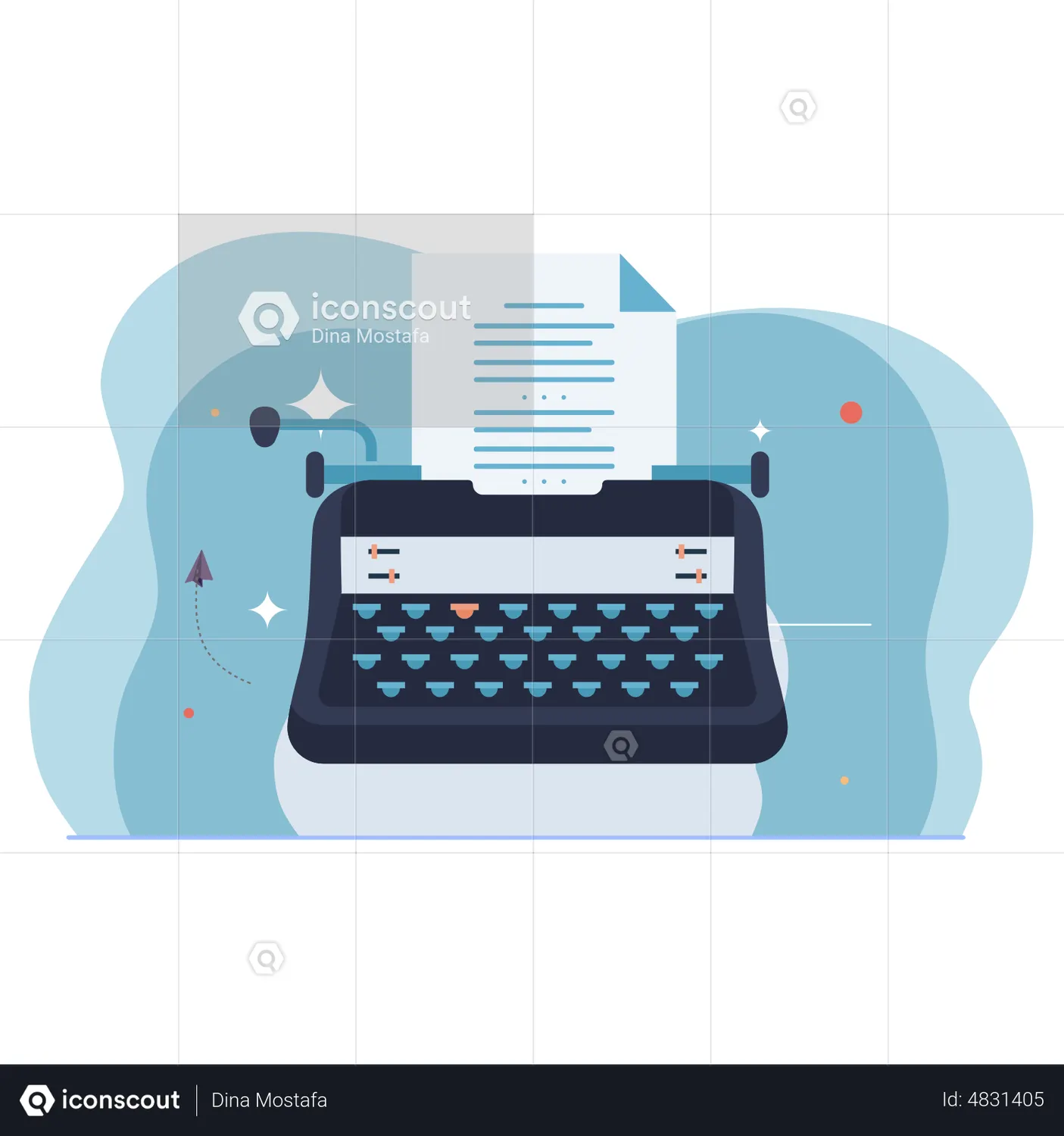 Typewriter Animated Illustration download in JSON, LOTTIE or MP4 format