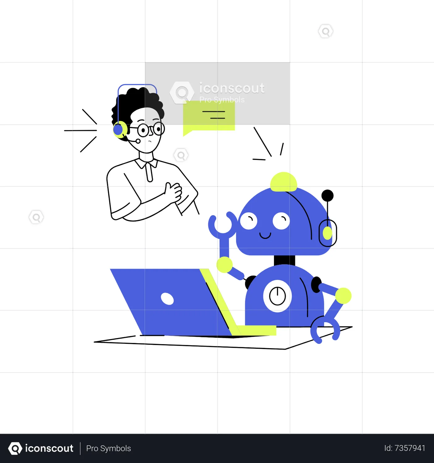 Virtual Assistant Animated Illustration download in JSON, LOTTIE or MP4 ...