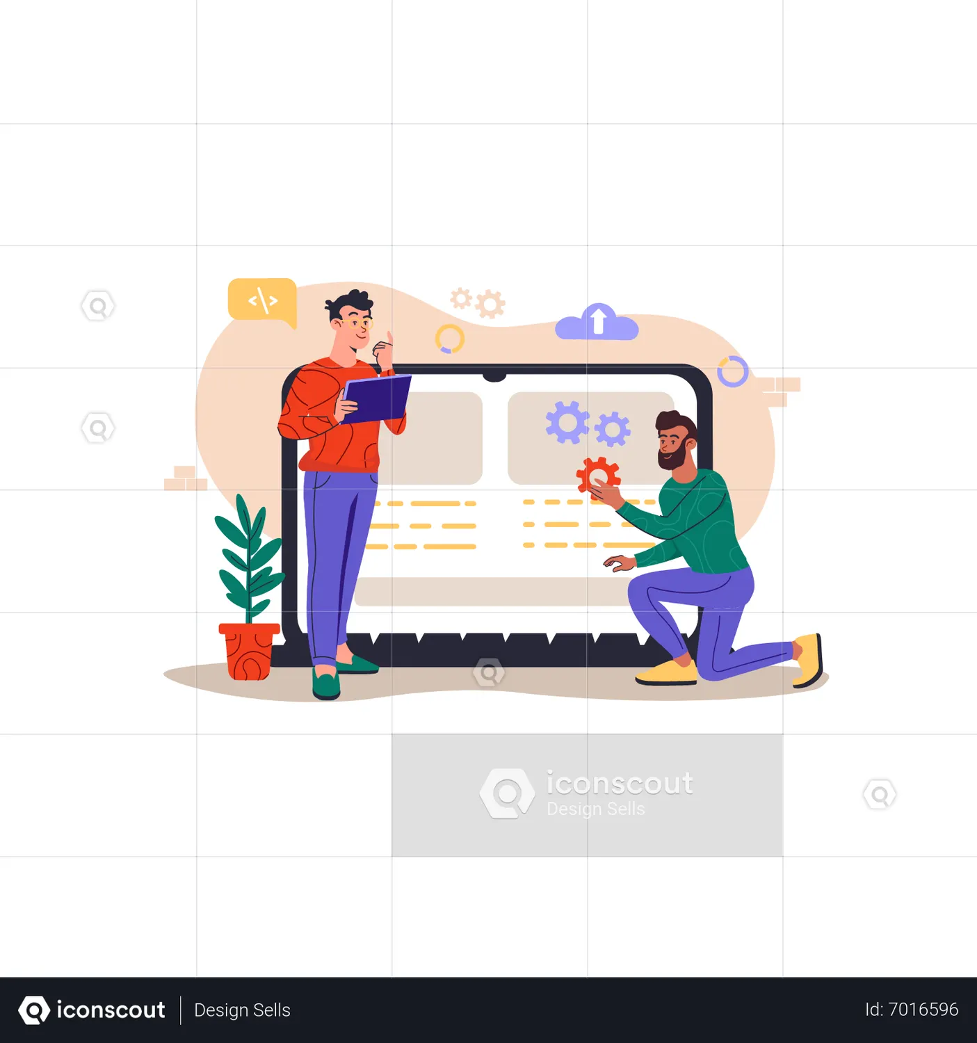 Web development team working together Animated Illustration download in ...
