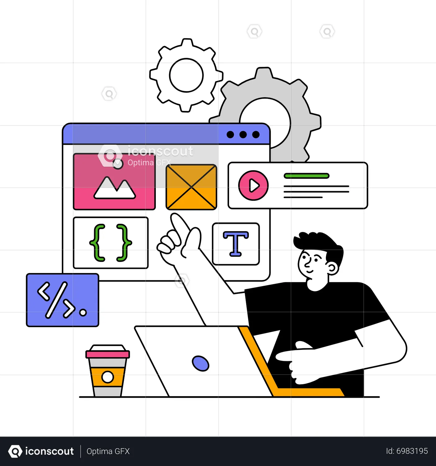 Web UI design Animated Illustration download in JSON, LOTTIE or MP4 format