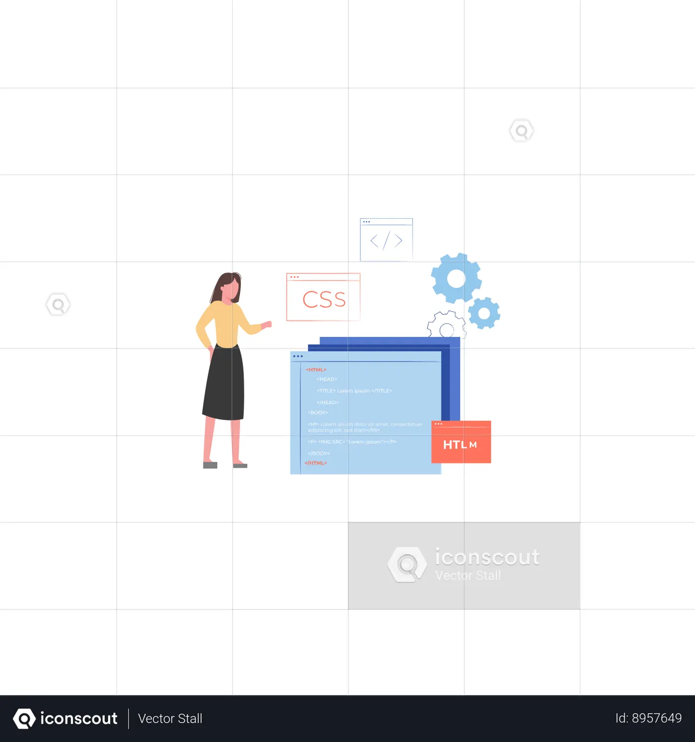 Woman Coding CSS And Html Animation - Free Download Design ...
