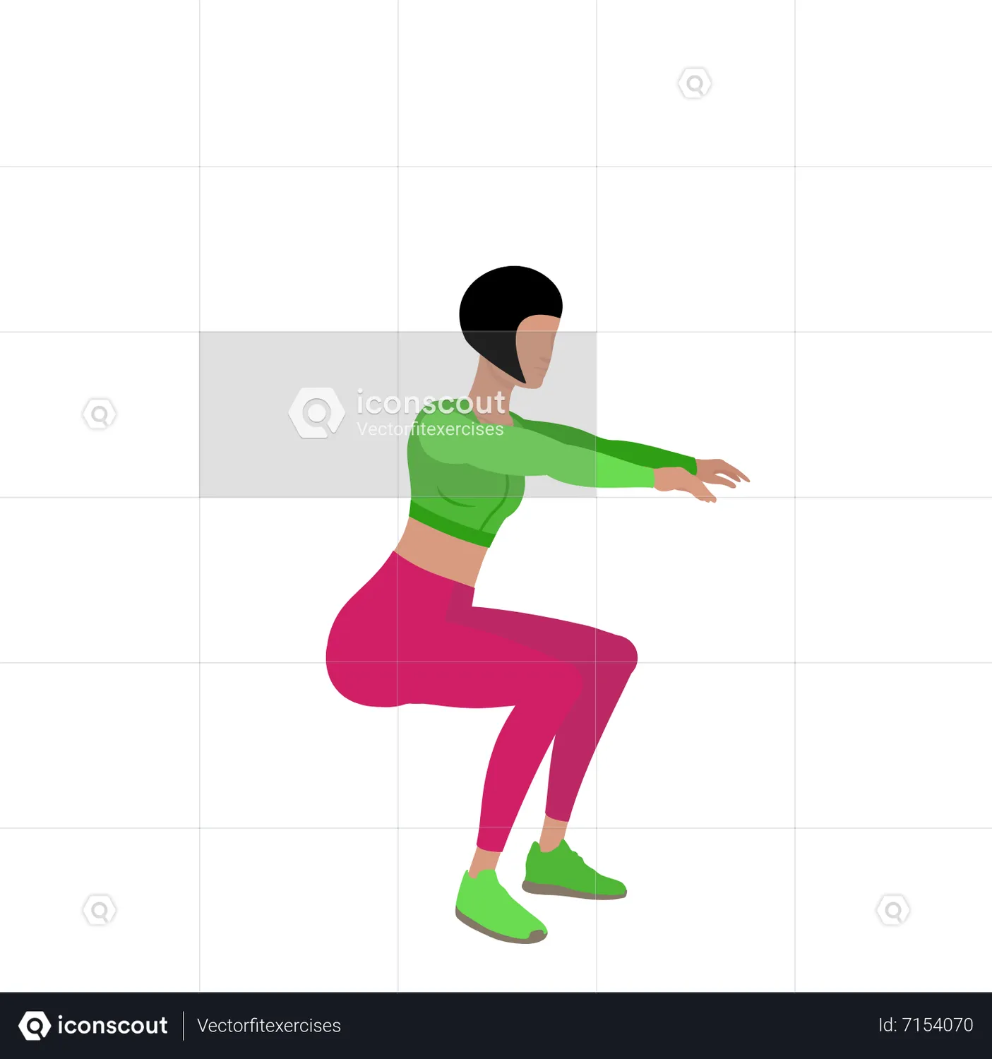 Woman Doing Air Squat Exercise Animated Illustration Download In Json Lottie Or Mp4 Format 2317