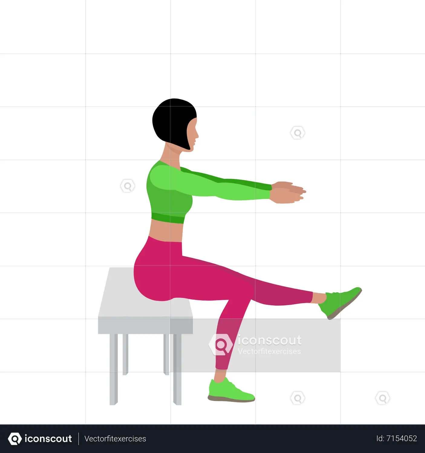 Woman Doing Box Pistol Squat Exercise Animated Illustration download in ...