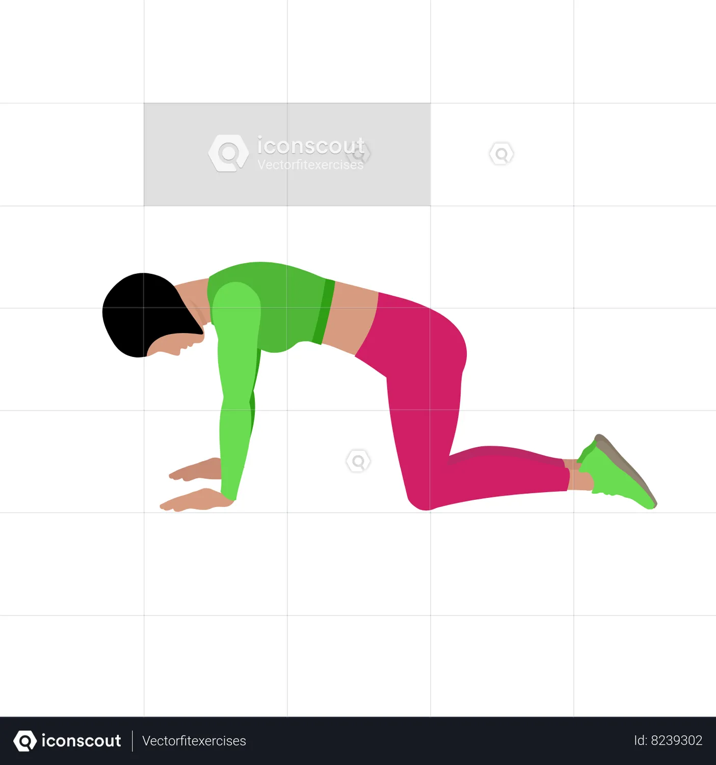 Woman Doing Cat Cow Stretching Animated Illustration download in JSON ...