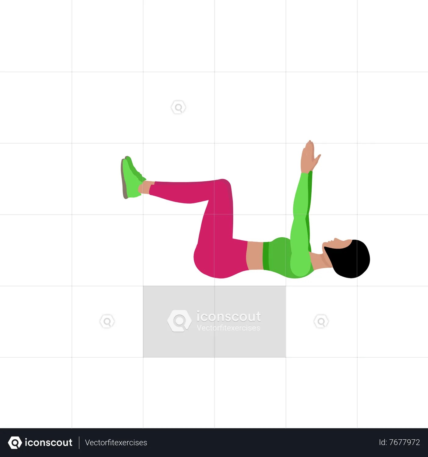 Woman Doing Dead Bug Leg Lowering Exercise Animated Illustration Download In Json Lottie Or Mp4 4456