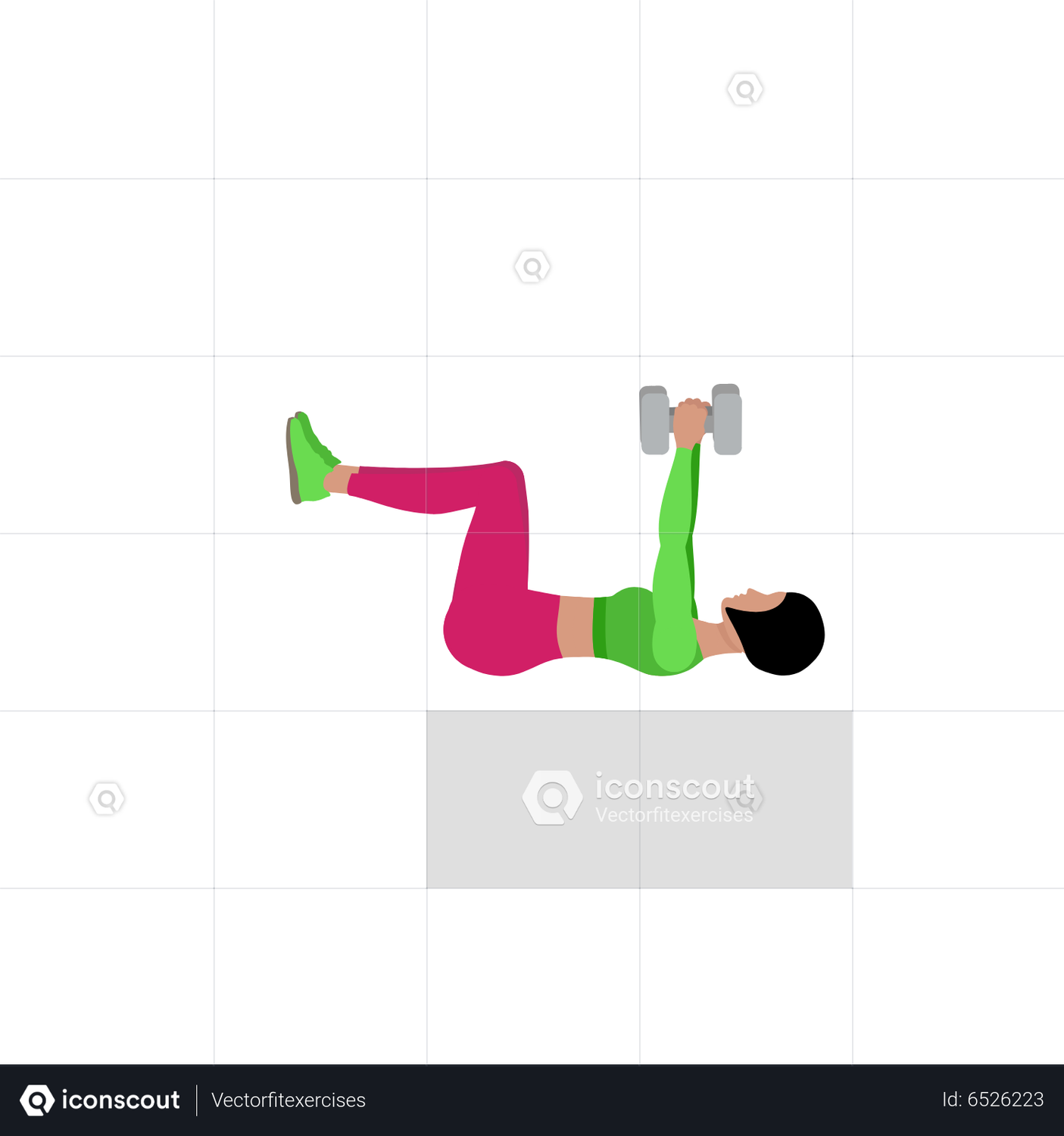Woman Doing Dumbbell Dead Bug Exercise Animation by Vectorfitexercises ...
