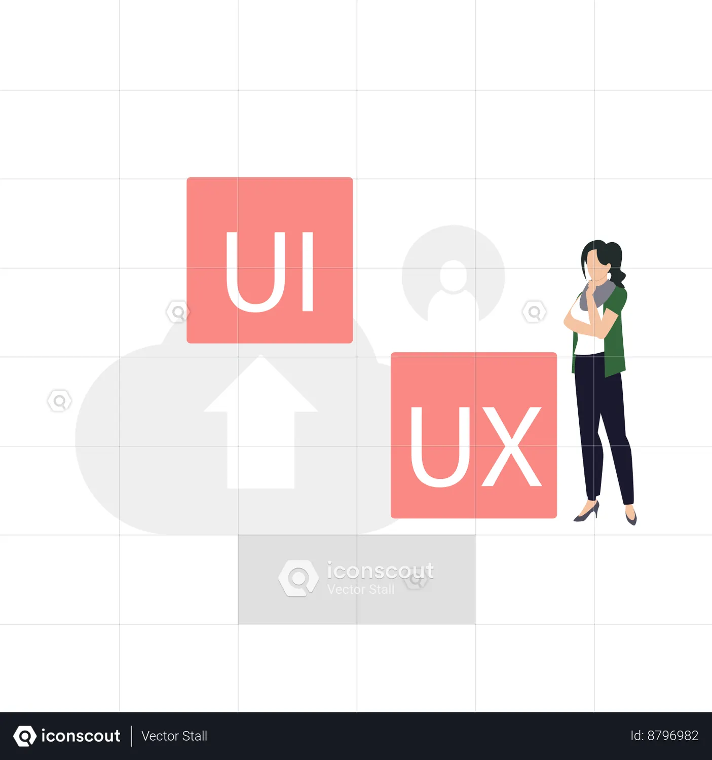 Woman uploading Ui Ux deisgn Animated Illustration download in JSON ...