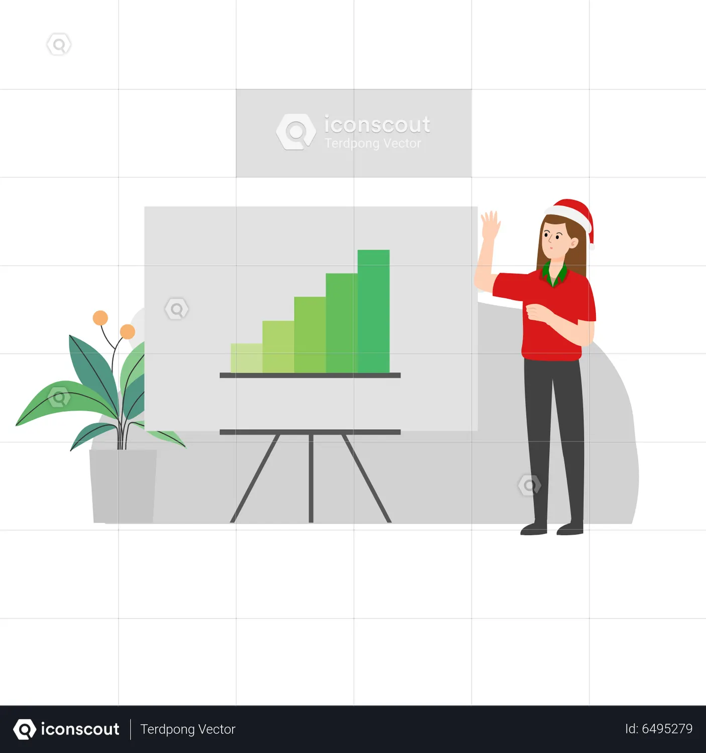 Woman with growth chart Animated Illustration download in ...