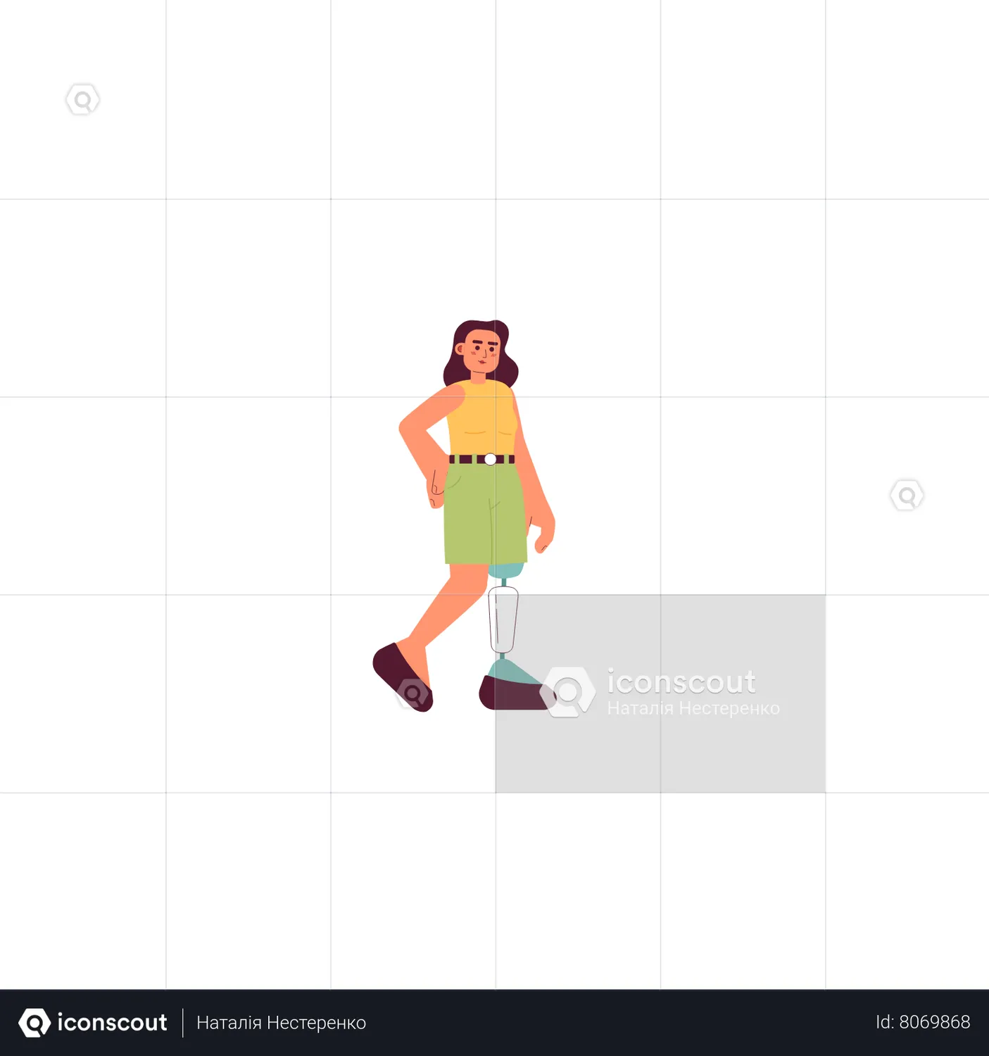 Woman with prosthetic leg Animated Illustration download in JSON ...