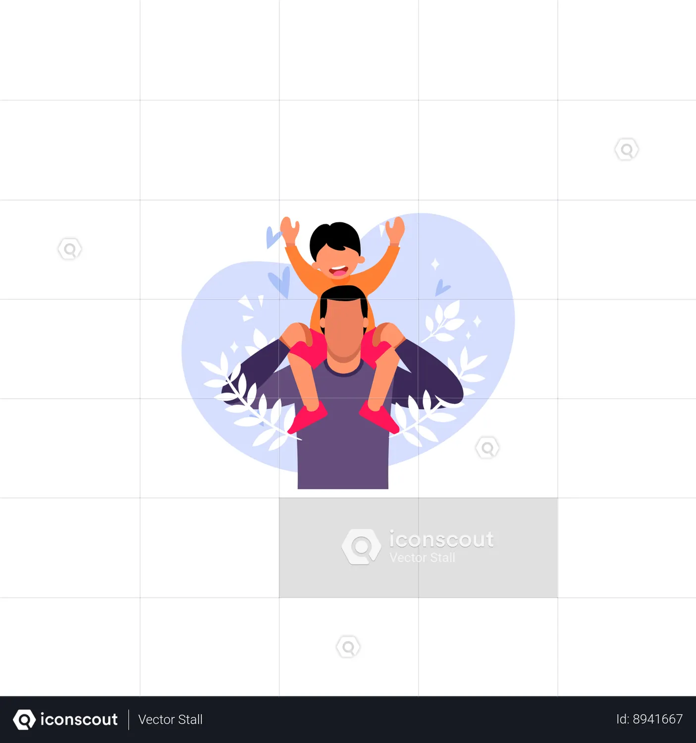 Young Father Carries Child On His Shoulder Animation - Free Download Festival & Days Animations | IconScout