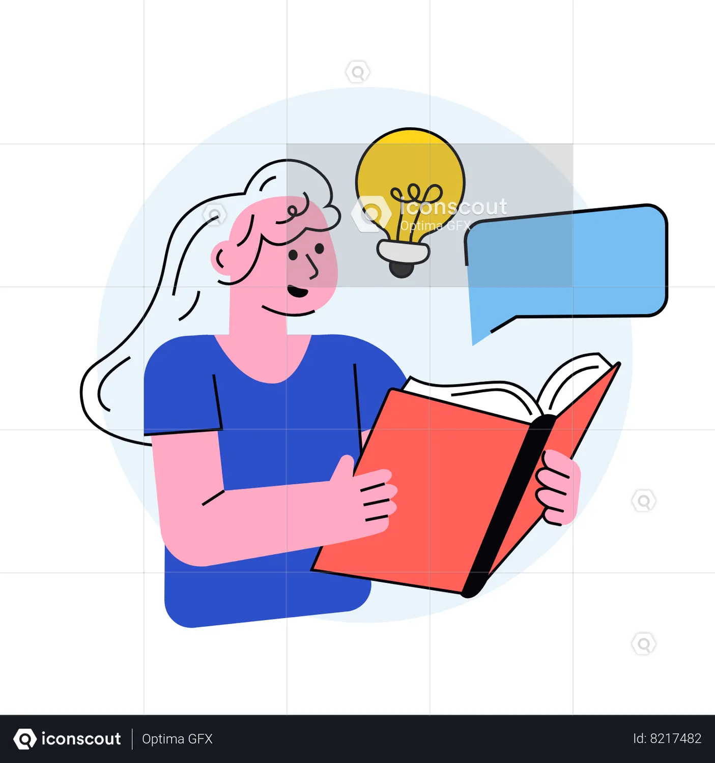 Young Girl Is Engaged In Book Reading Animation - Free Download School & Education Animations | IconScout