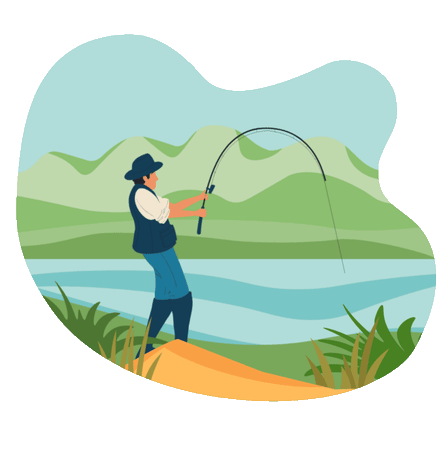 Man Fishing in morning Animated Illustration download in JSON, LOTTIE or  MP4 format