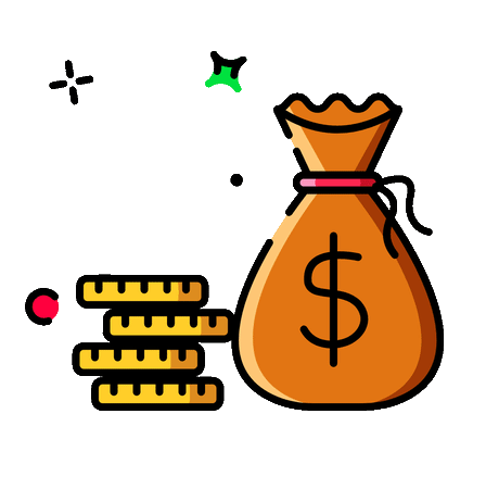 Money bags placed on banknotes and dollar coins. 593429 Vector Art at  Vecteezy